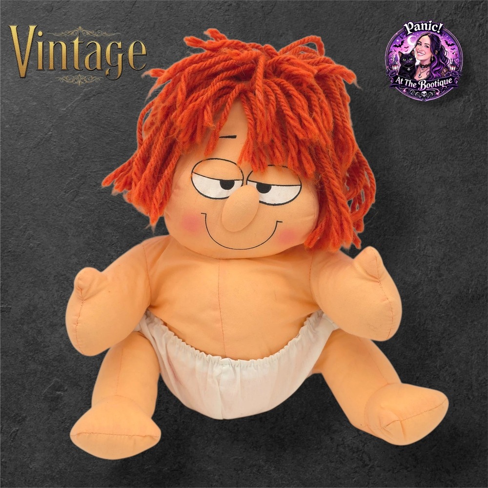 Marvin the Baby Plush Vintage Fabric Yarn Hair 1980s Comic Toy KB Bros Nostalgia